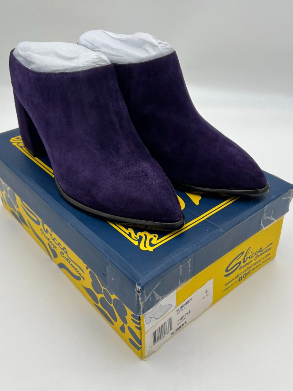 NIB Sbicca Vintage Collection Suede Purple Mules Size 8